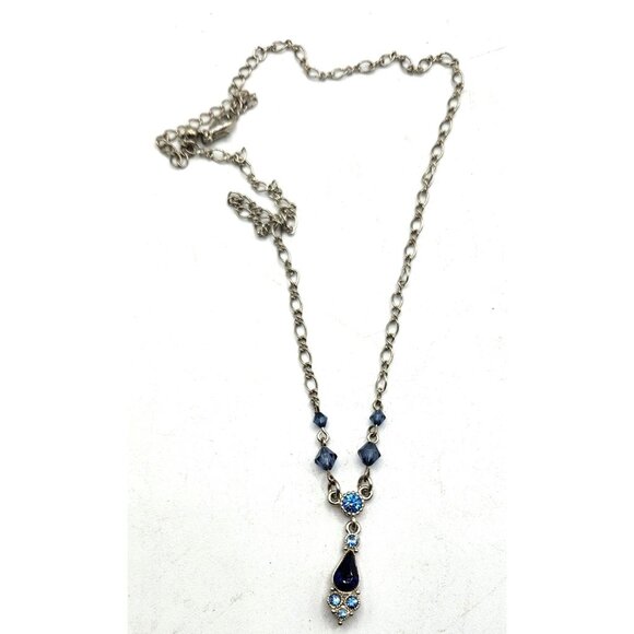 Blue Crystal Y Necklace WIth Crystal Accents - Picture 2 of 2
